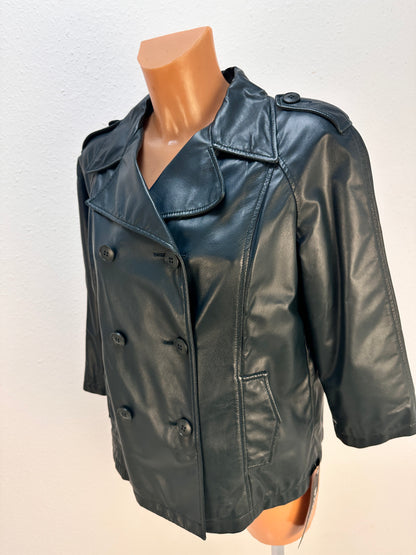 Double-Breasted Leather Jacket - Black - IT 40