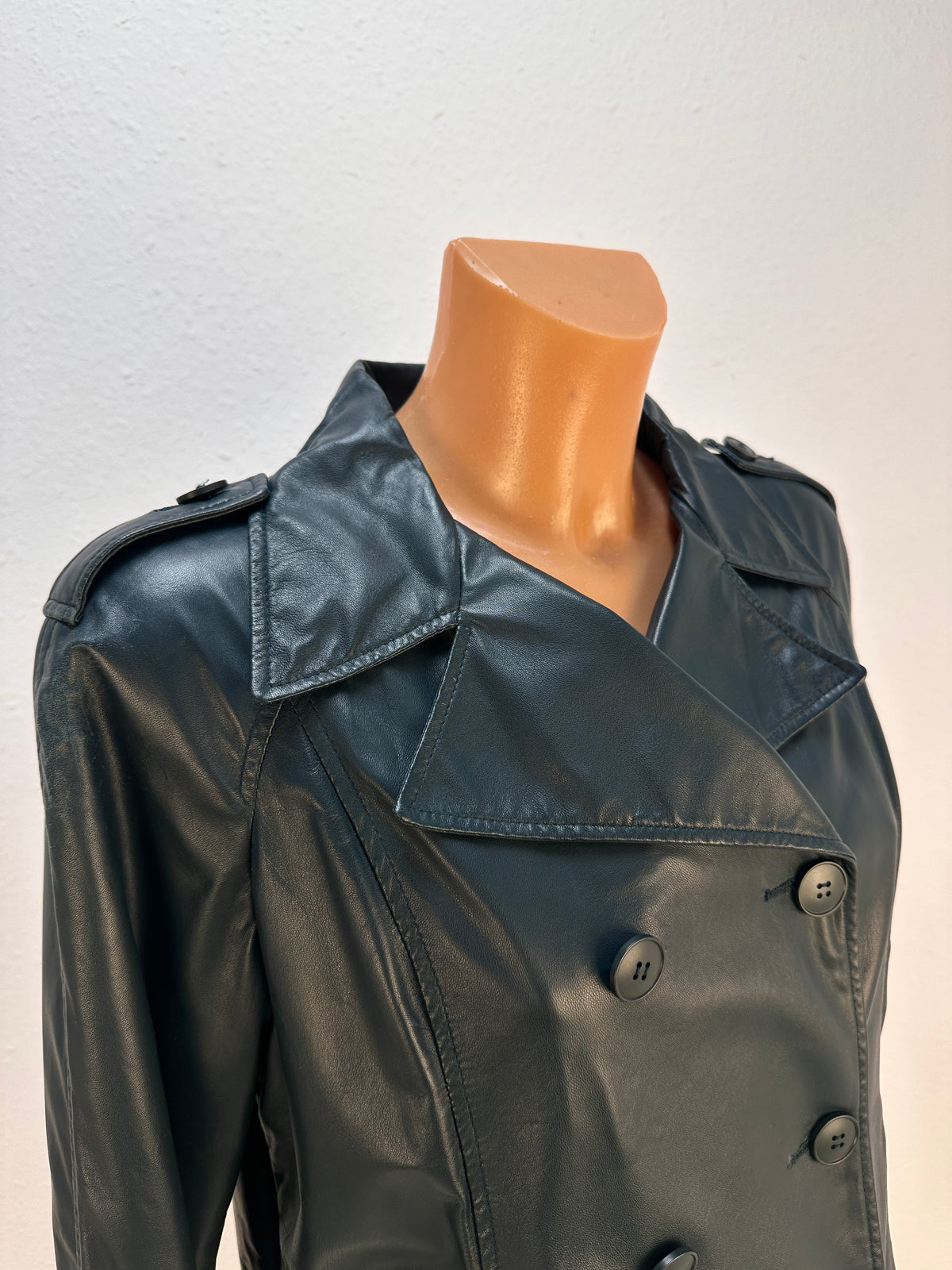 Double-Breasted Leather Jacket - Black - IT 40
