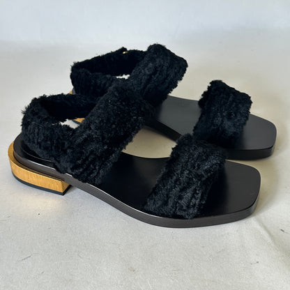 Slide Sandals - Black Faux Fur - EU 38