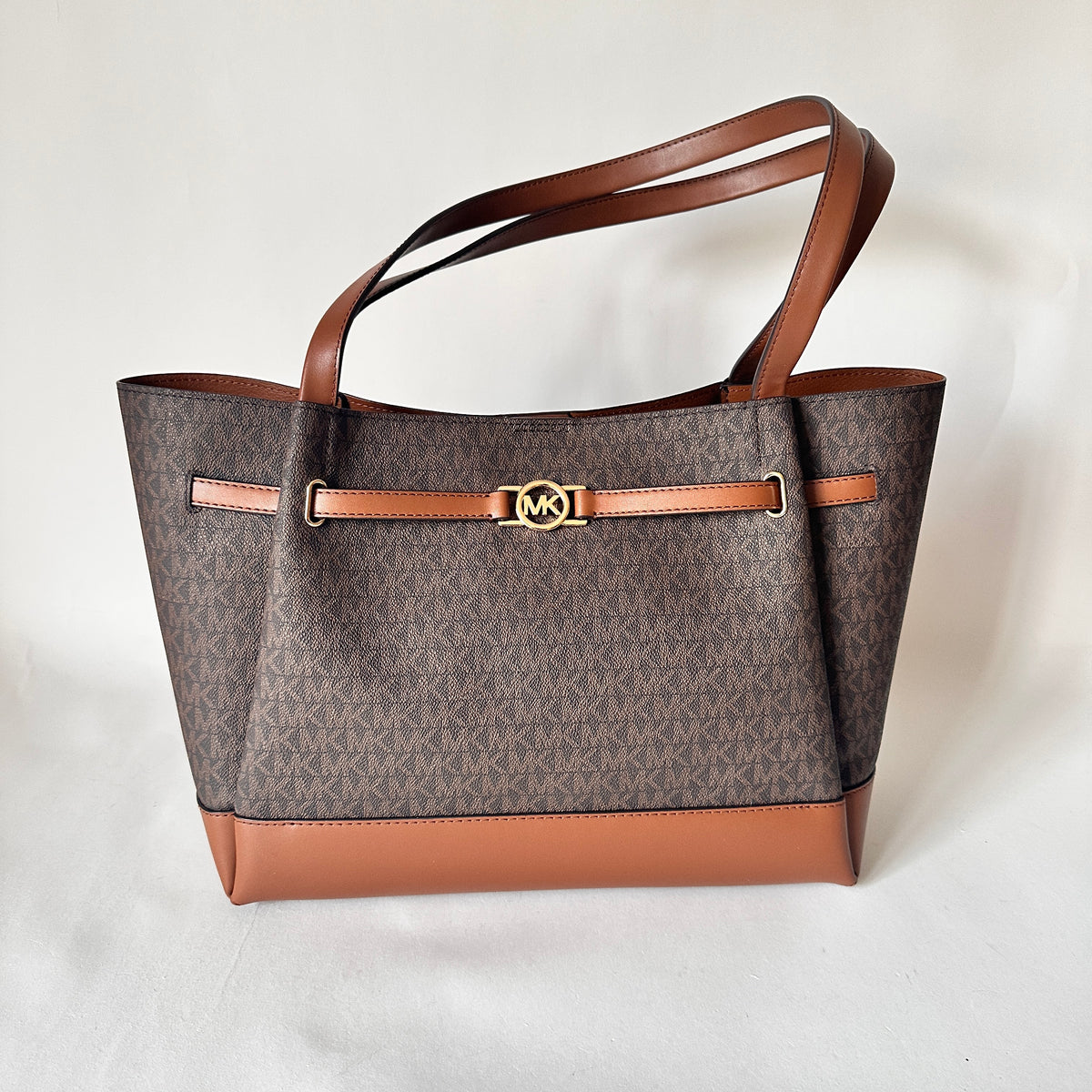 Reed - Large Belted Monogram Tote - Brown
