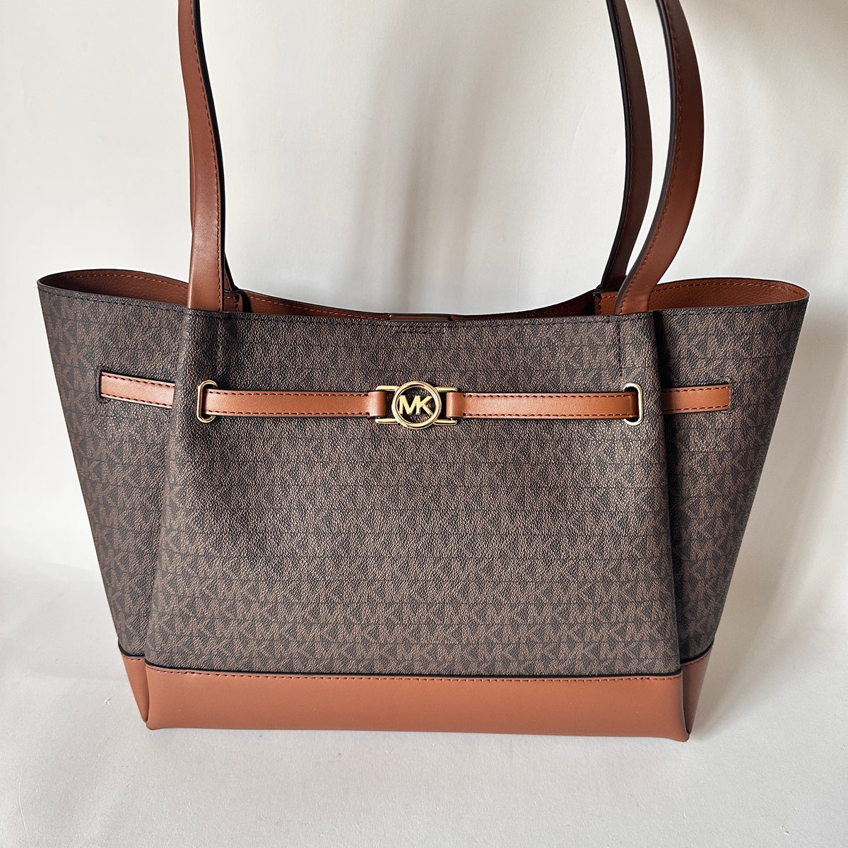 Reed - Large Belted Monogram Tote - Brown