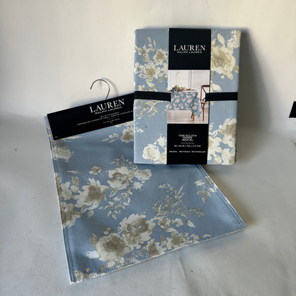 Set 1x Tablecloth + 4x Placemats - Light Blue Floral