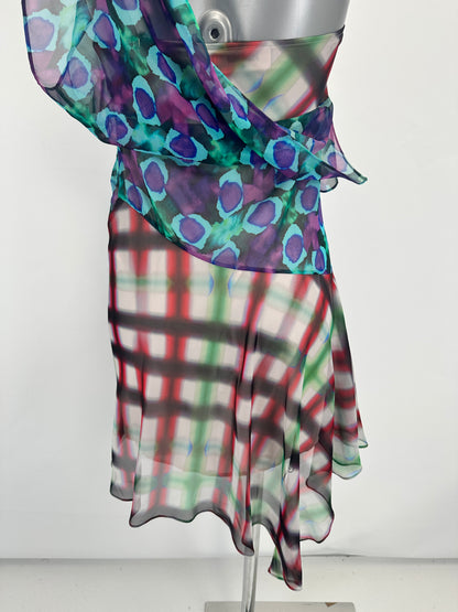 Draped Slip Dress - Purple/Blue/Multi - IT 40