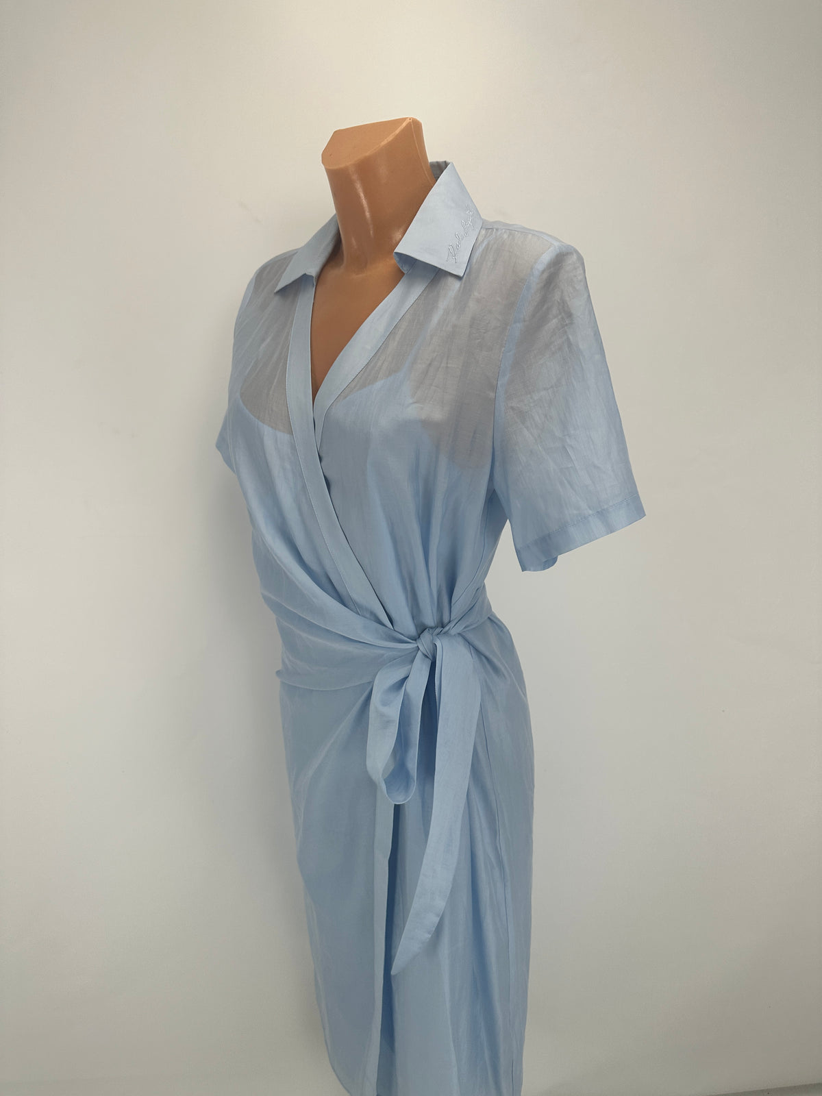 Sheer Wrap Dress - Cashmere Blue - IT 42