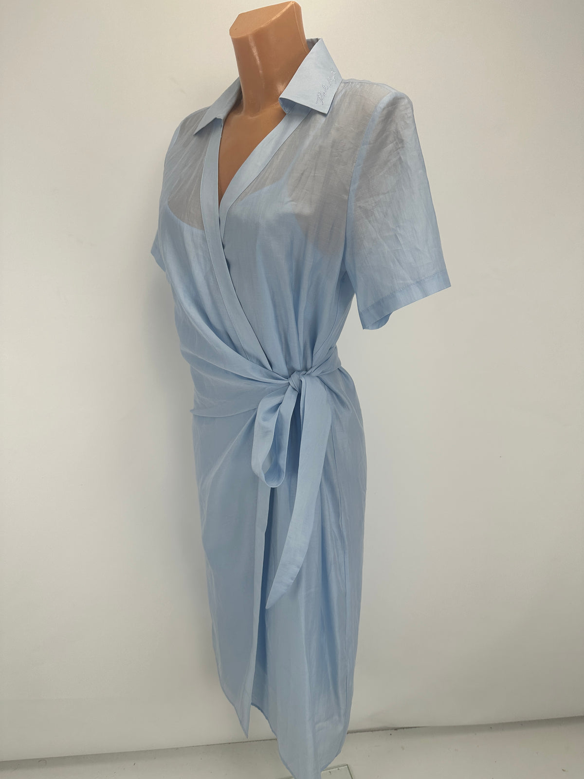 Sheer Wrap Dress - Cashmere Blue - IT 42