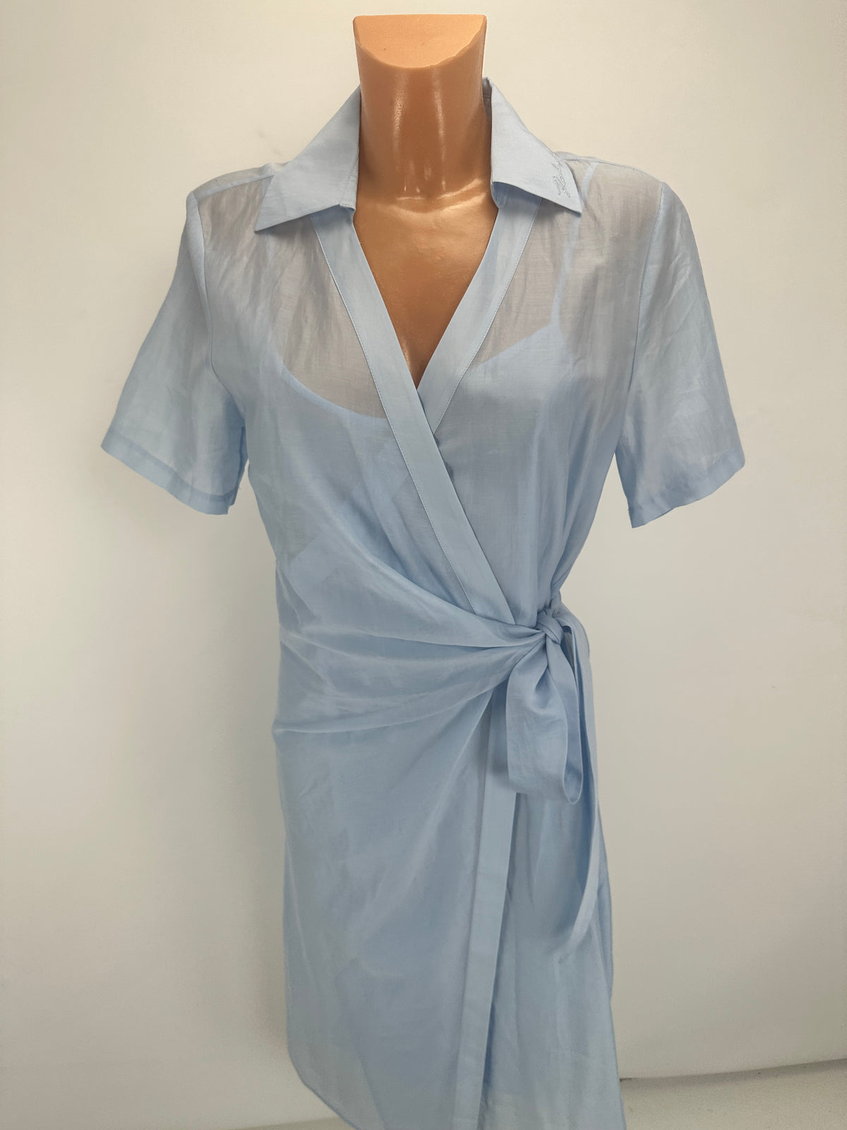 Sheer Wrap Dress - Cashmere Blue - IT 42
