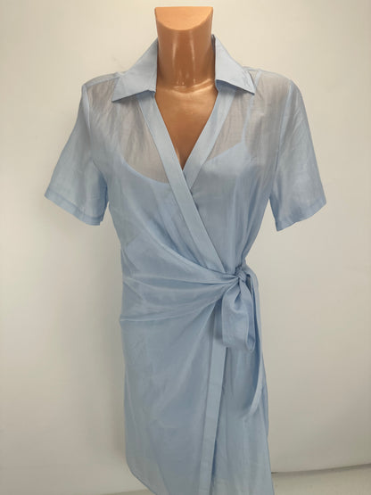 Sheer Wrap Dress - Cashmere Blue - IT 42
