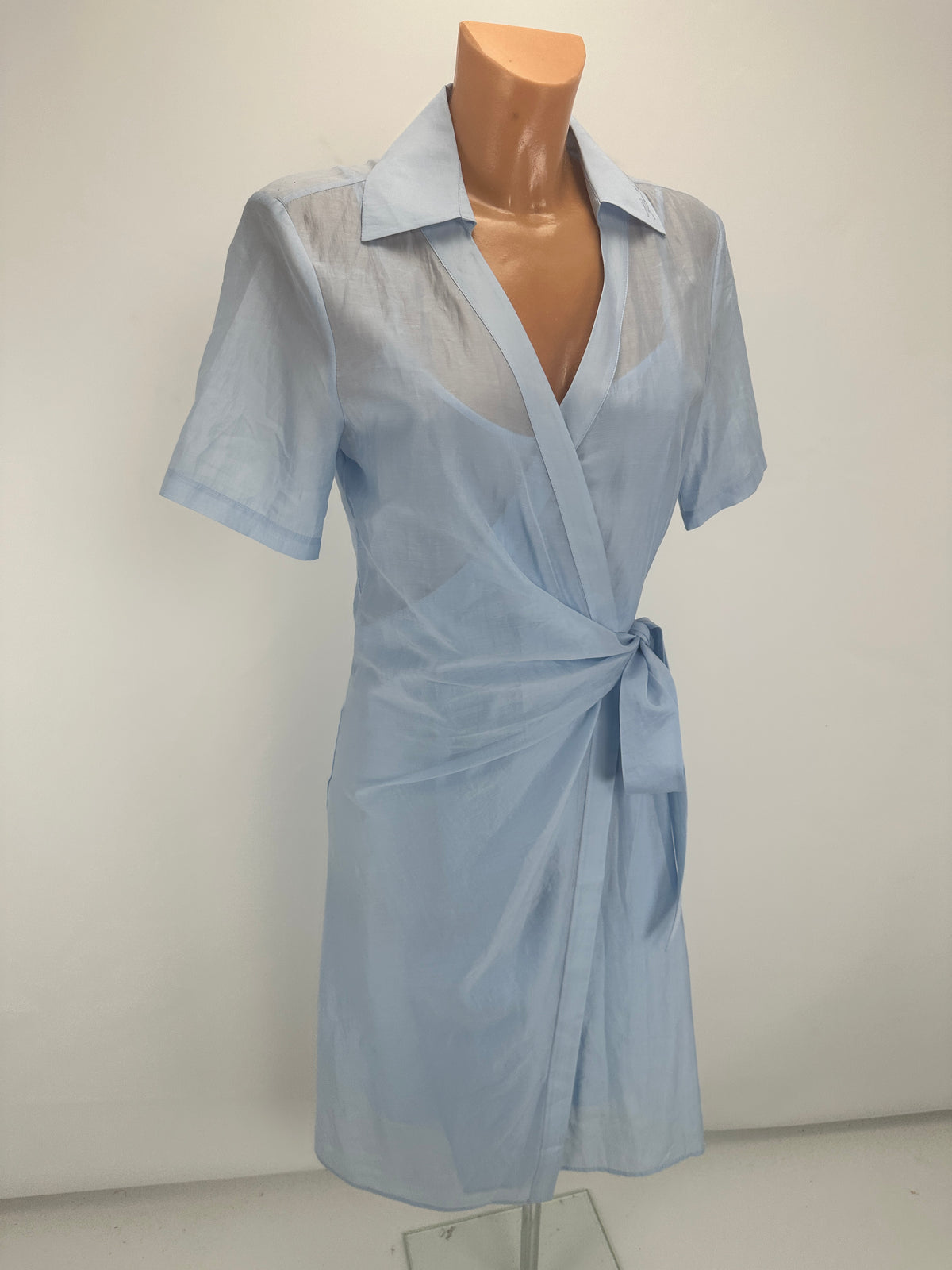 Sheer Wrap Dress - Cashmere Blue - IT 42