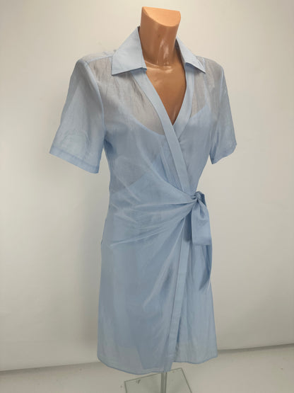 Sheer Wrap Dress - Cashmere Blue - IT 42