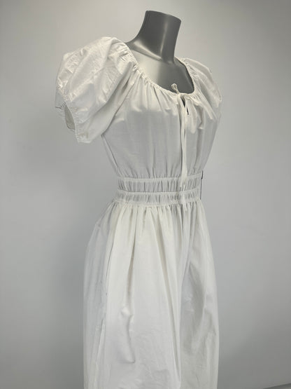 Puff Sleeve Dress - White - XS