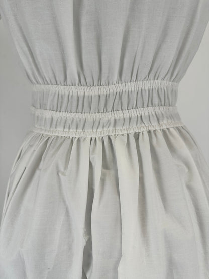 Puff Sleeve Dress - White - XS