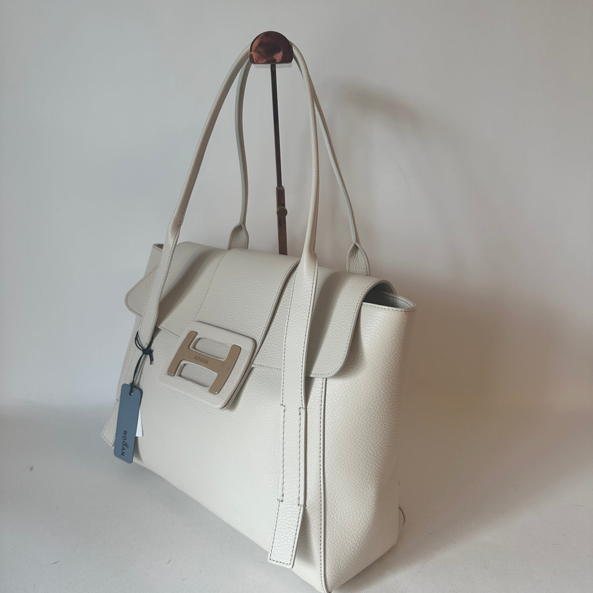 H-Bag Shopping Leather Tote - White