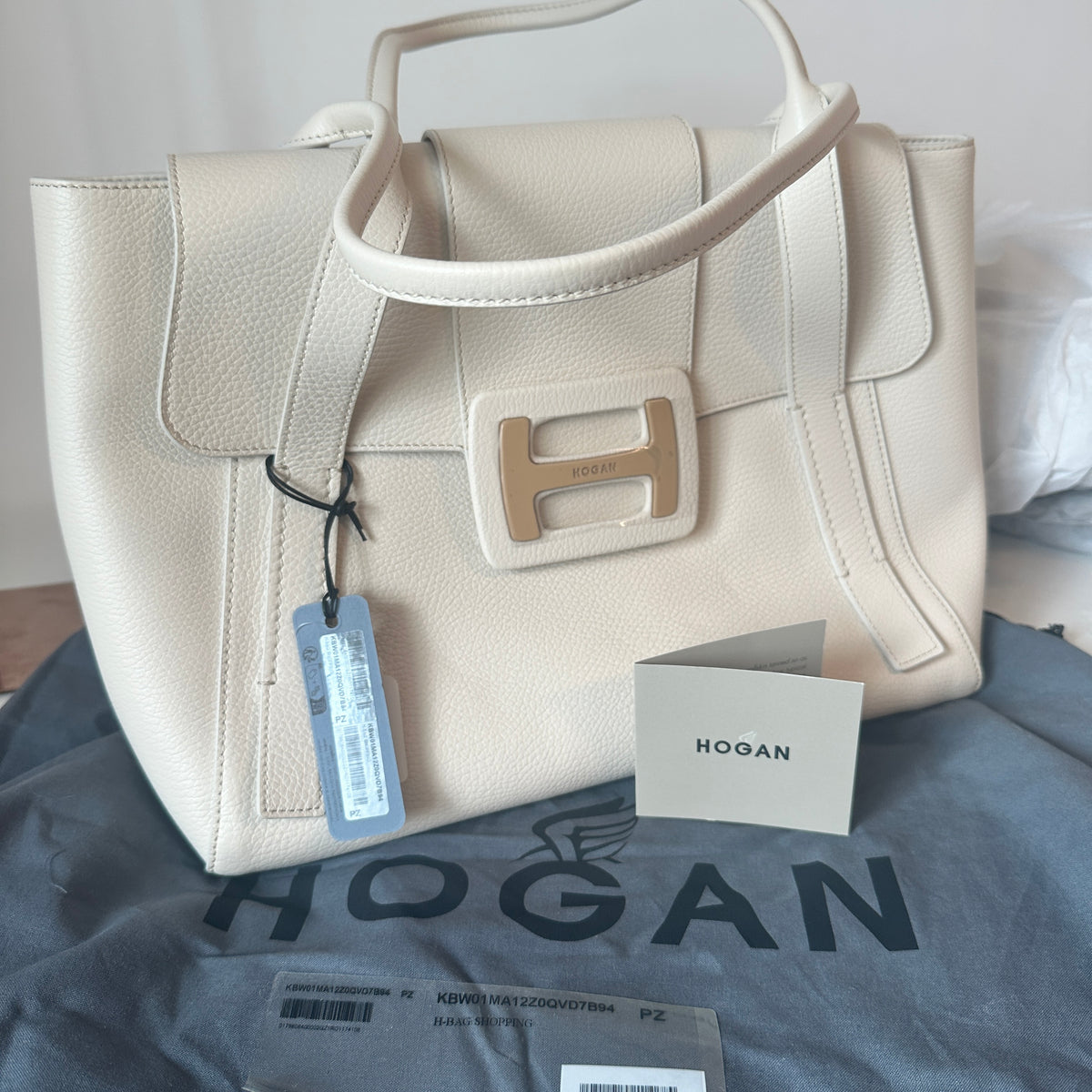 H-Bag Shopping Leather Tote - White