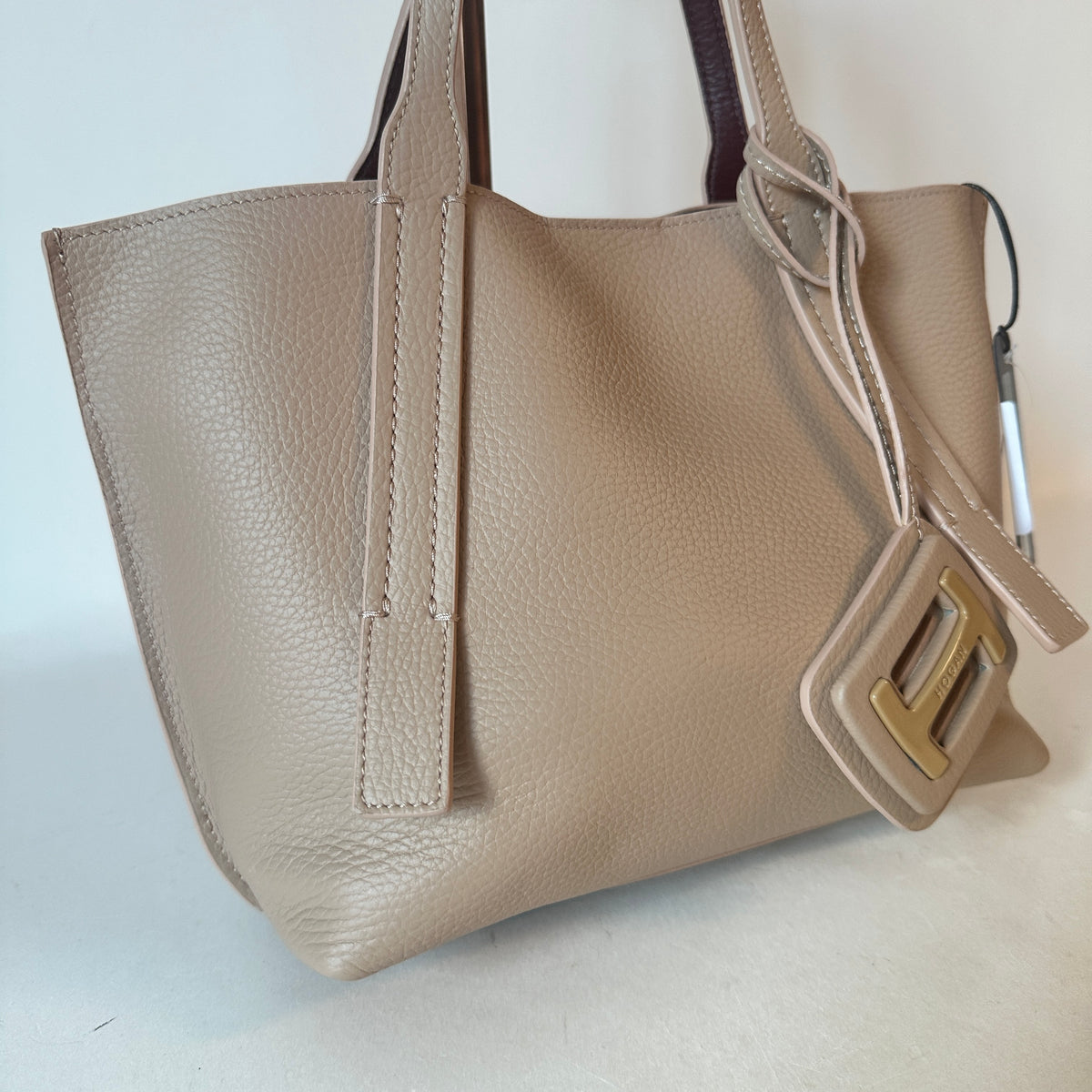 H-Bag Shopping Mini Leather Tote - Beige