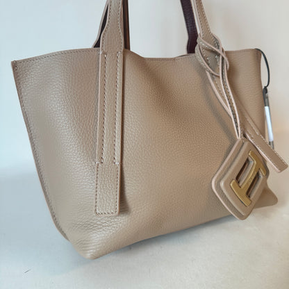 H-Bag Shopping Mini Leather Tote - Beige