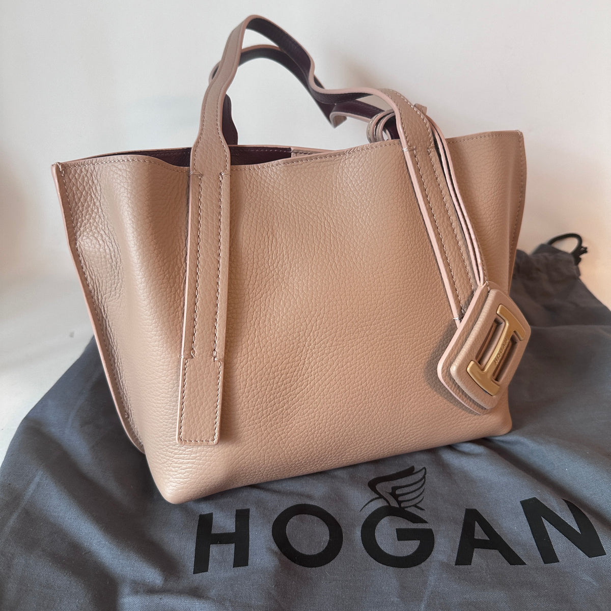 H-Bag Shopping Mini Leather Tote - Beige