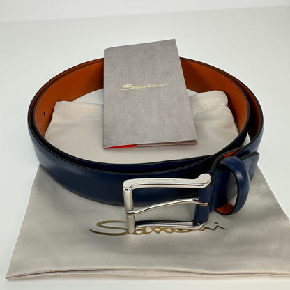 Smooth Leather Belt - Blue
