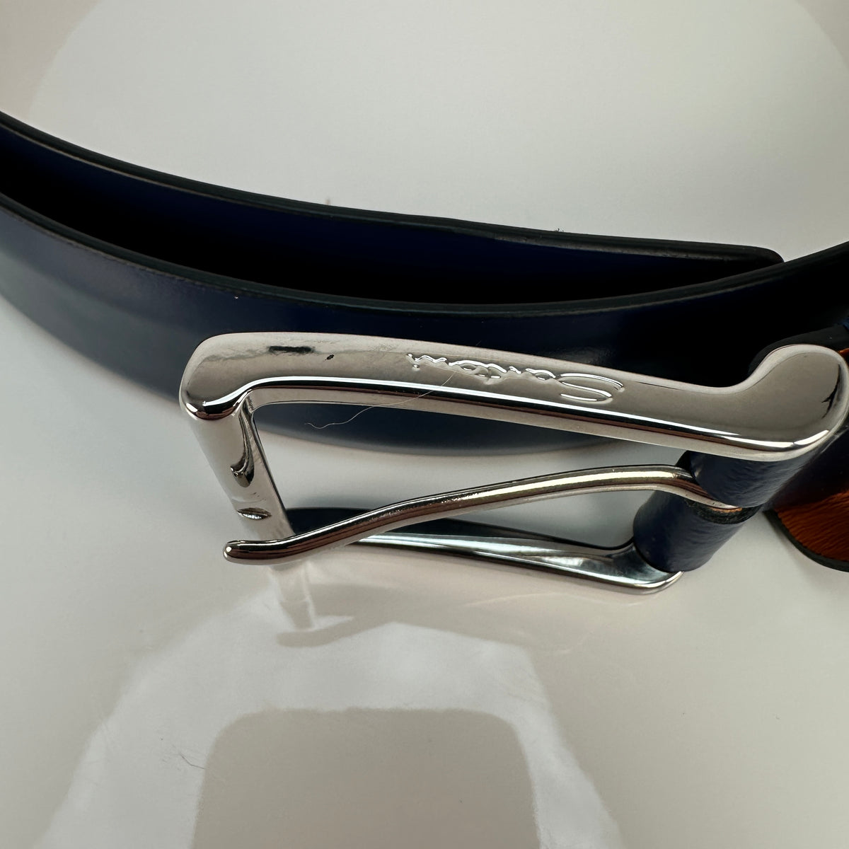 Smooth Leather Belt - Blue