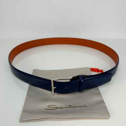 Smooth Leather Belt - Blue