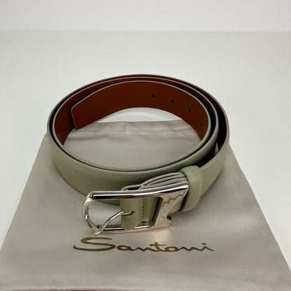 Pebbled Leather Belt - Light Green