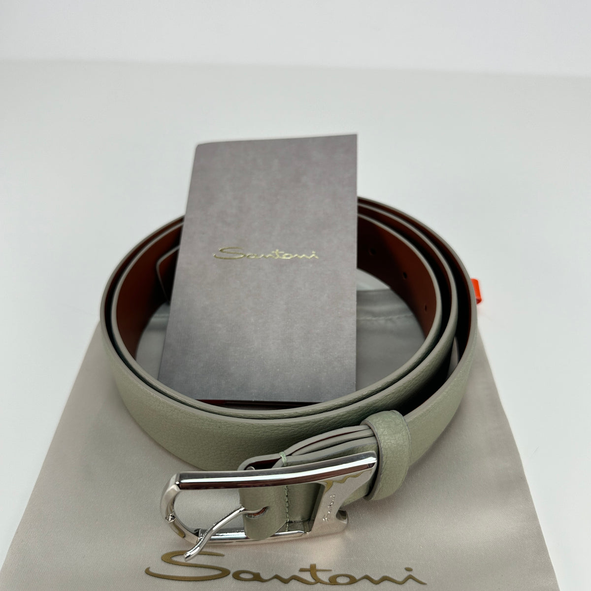 Pebbled Leather Belt - Light Green