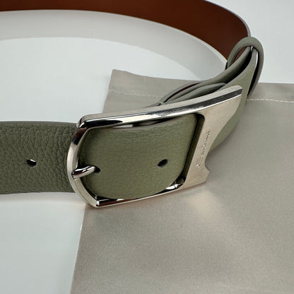 Pebbled Leather Belt - Light Green