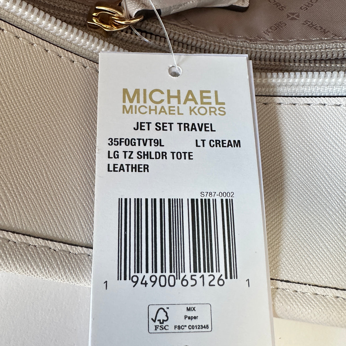 Jet Set Travel Large Shoulder Tote - Light Cream