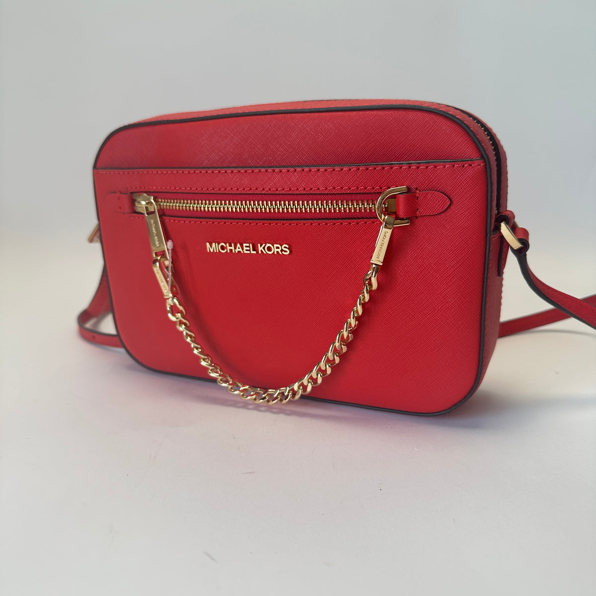 Jet Set Item Large Zip Chain Crossbody - Bright Red
