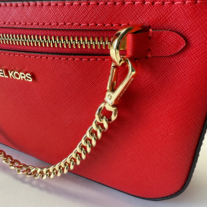 Jet Set Item Large Zip Chain Crossbody - Bright Red