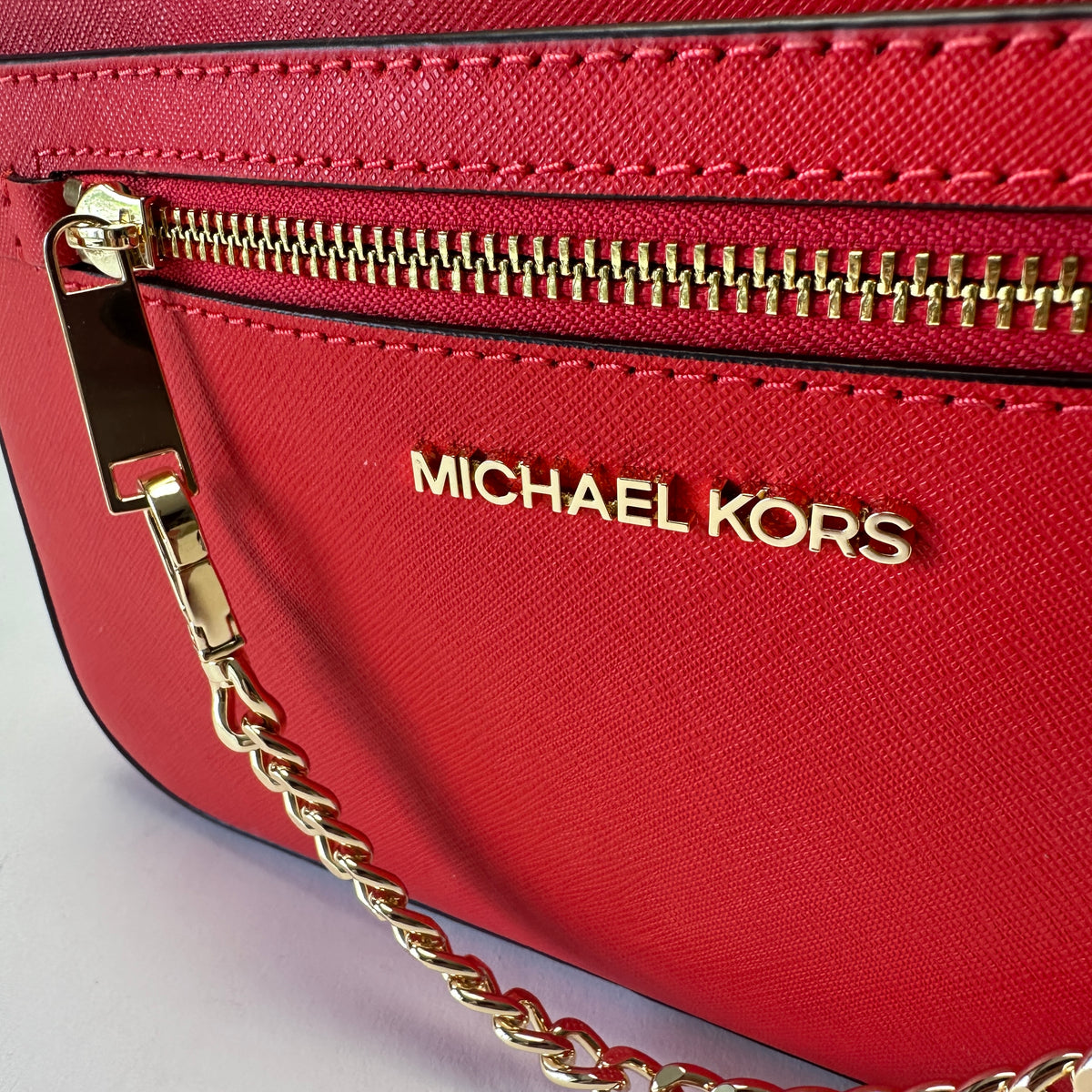 Jet Set Item Large Zip Chain Crossbody - Bright Red