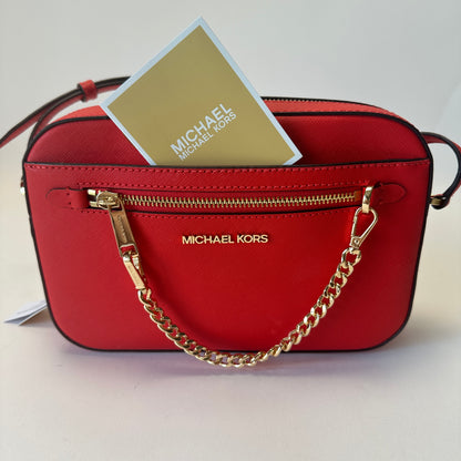 Jet Set Item Large Zip Chain Crossbody - Bright Red