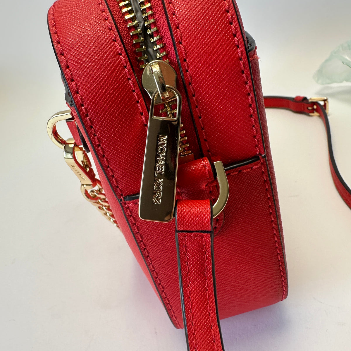 Jet Set Item Large Zip Chain Crossbody - Bright Red