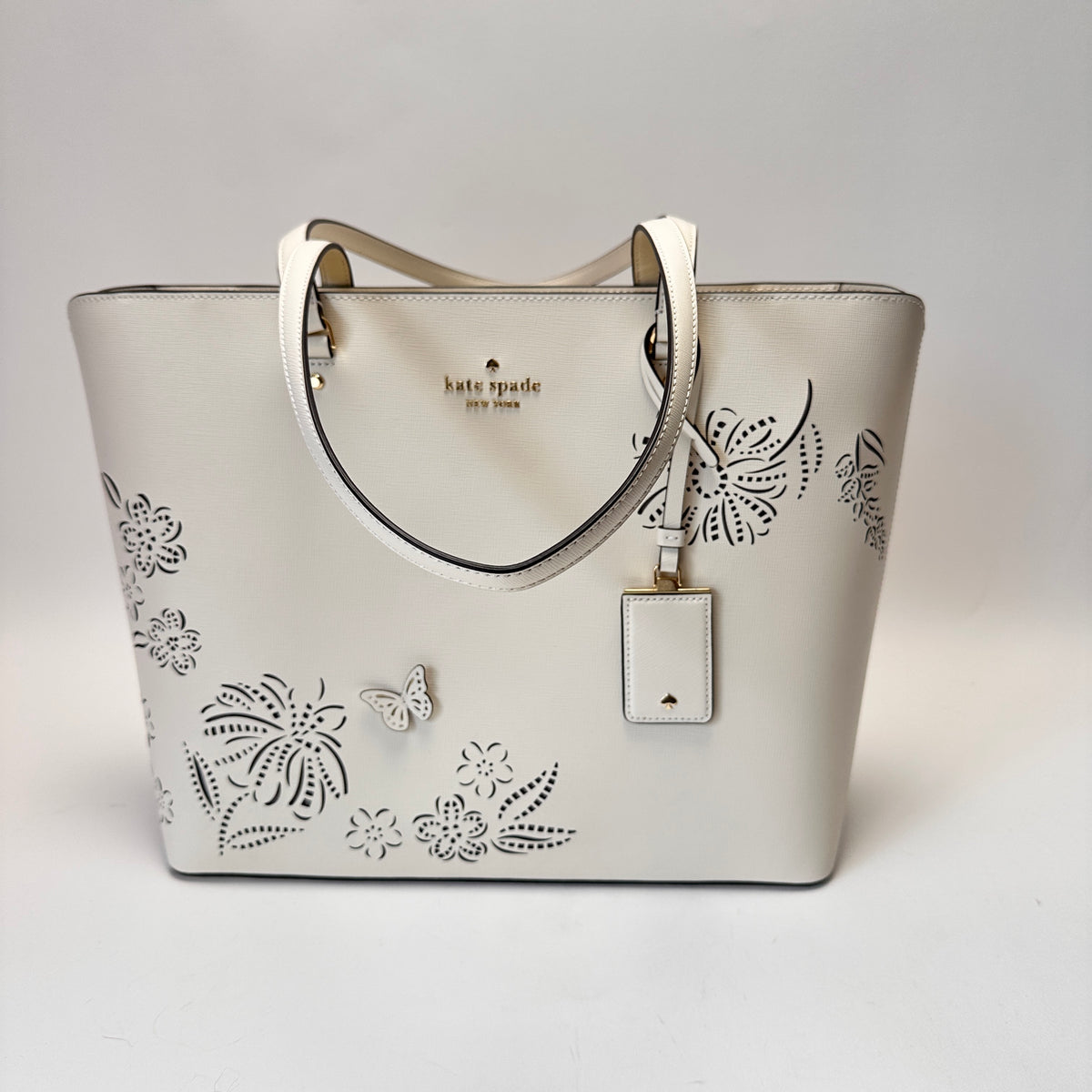Perforated Perfect Tote Bag white butterfly