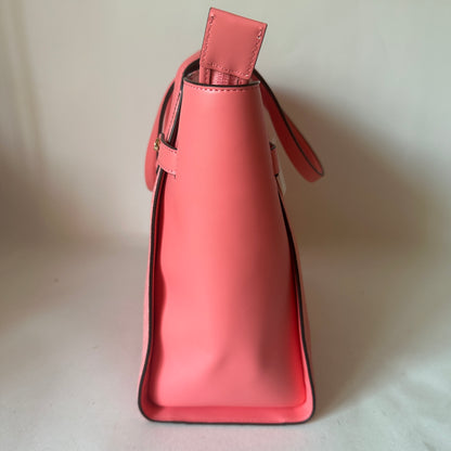 Carmen Large Leather Satchel - Grapefruit