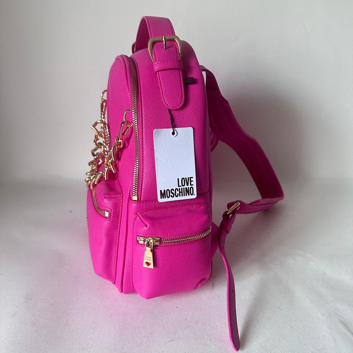 Love Moschino Gold Chain-Detail Backpack - Pink