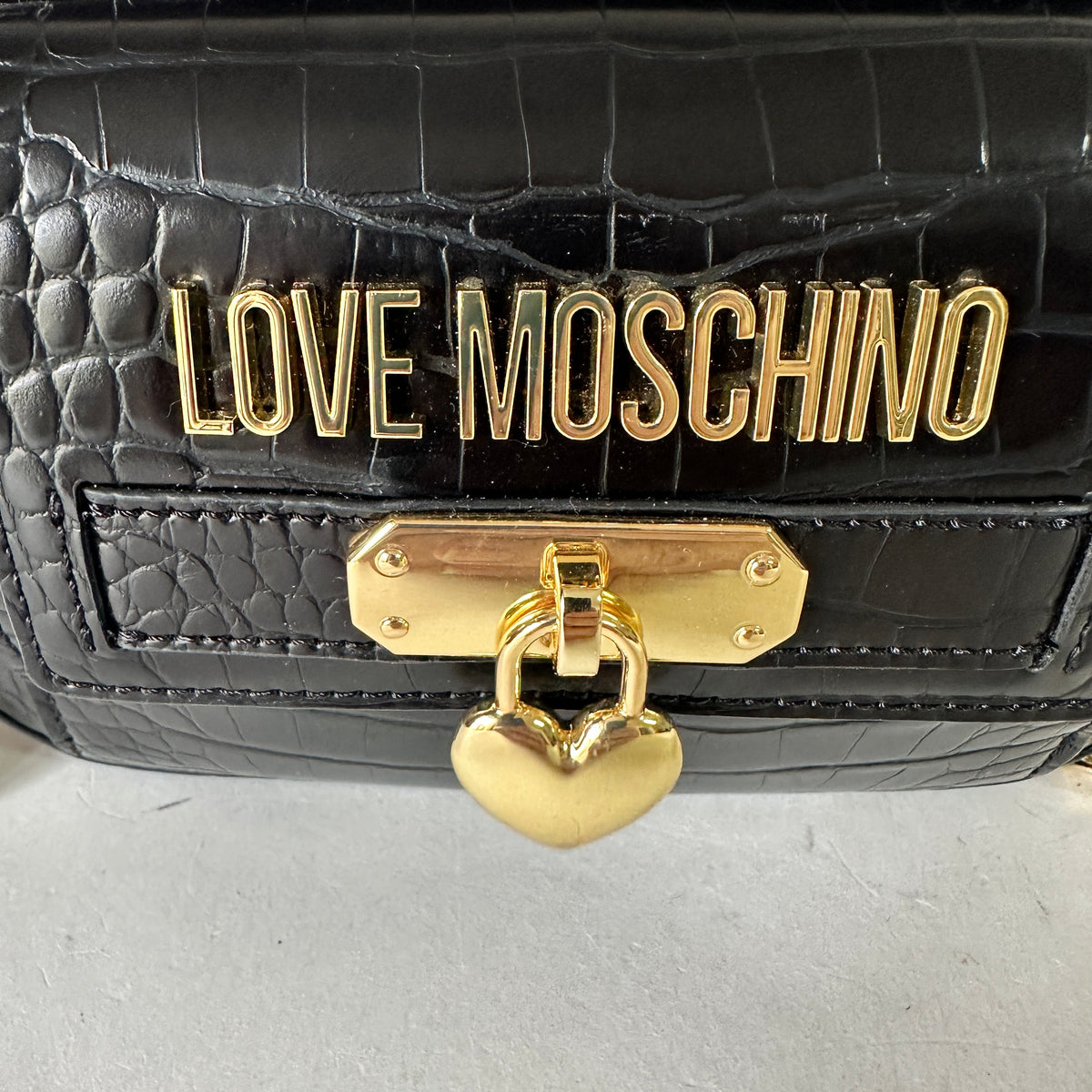 Love Moschino Croc-Effect Camera Bag - Black