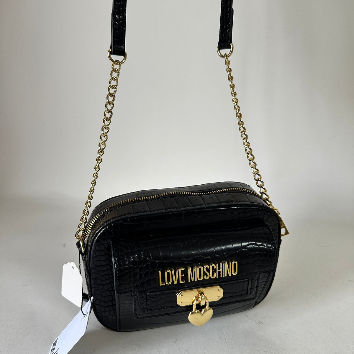 Love Moschino Croc-Effect Camera Bag - Black
