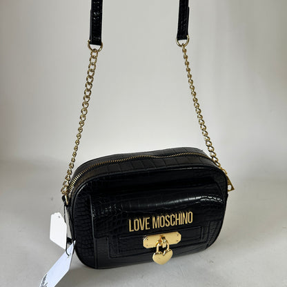 Love Moschino Croc-Effect Camera Bag - Black