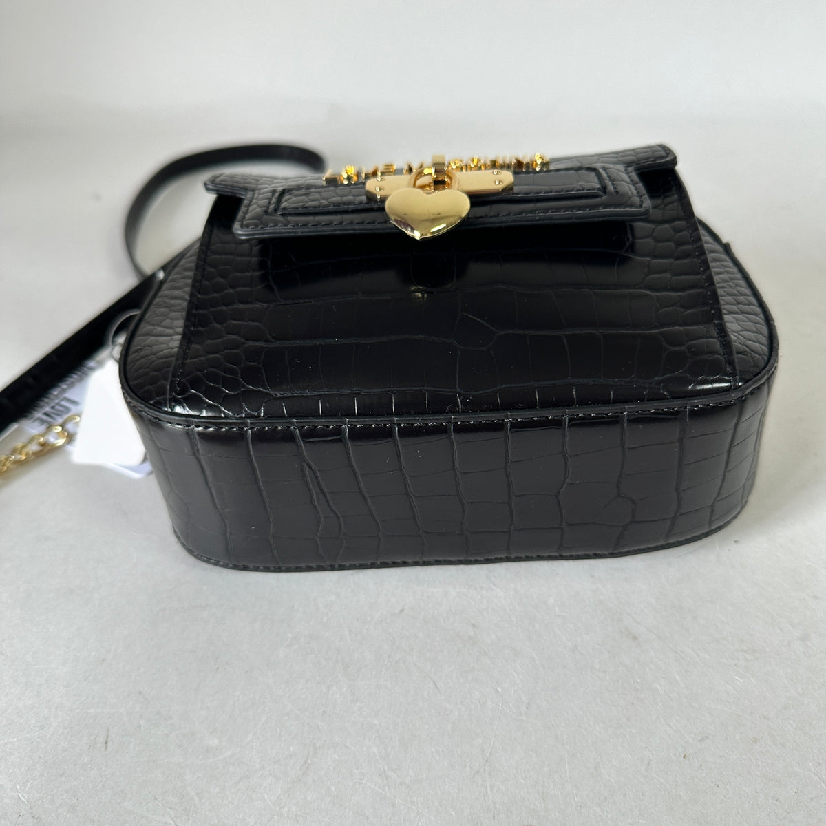 Love Moschino Croc-Effect Camera Bag - Black