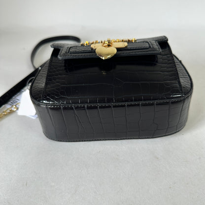 Love Moschino Croc-Effect Camera Bag - Black
