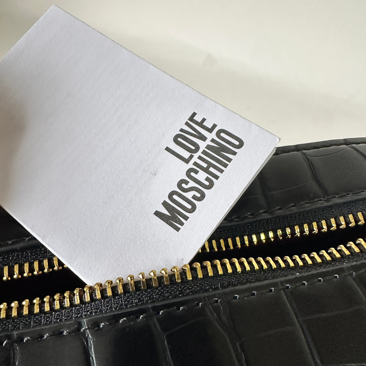 Love Moschino Croc-Effect Camera Bag - Black