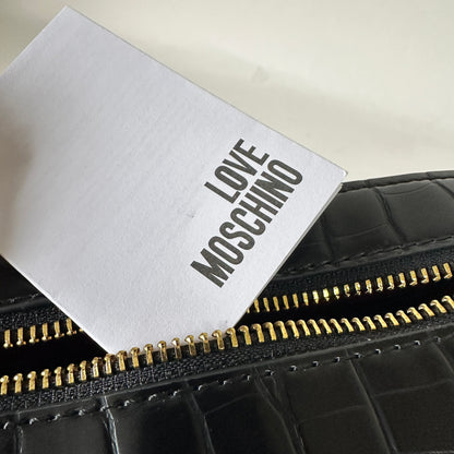 Love Moschino Croc-Effect Camera Bag - Black