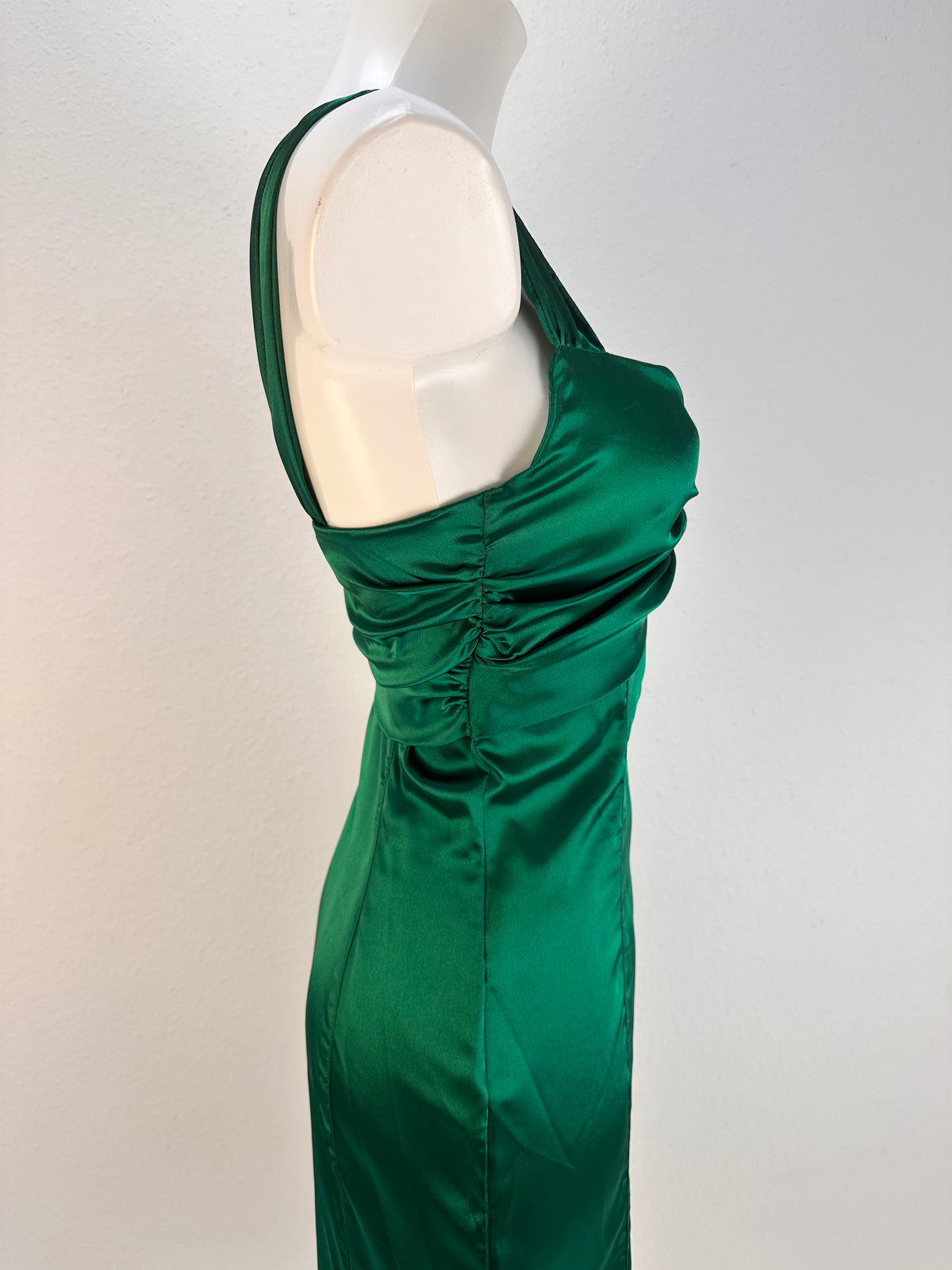 Sleeveless Bow-Detail Satin Dress - Emerald - IT 40