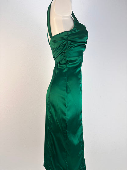 Sleeveless Bow-Detail Satin Dress - Emerald - IT 40
