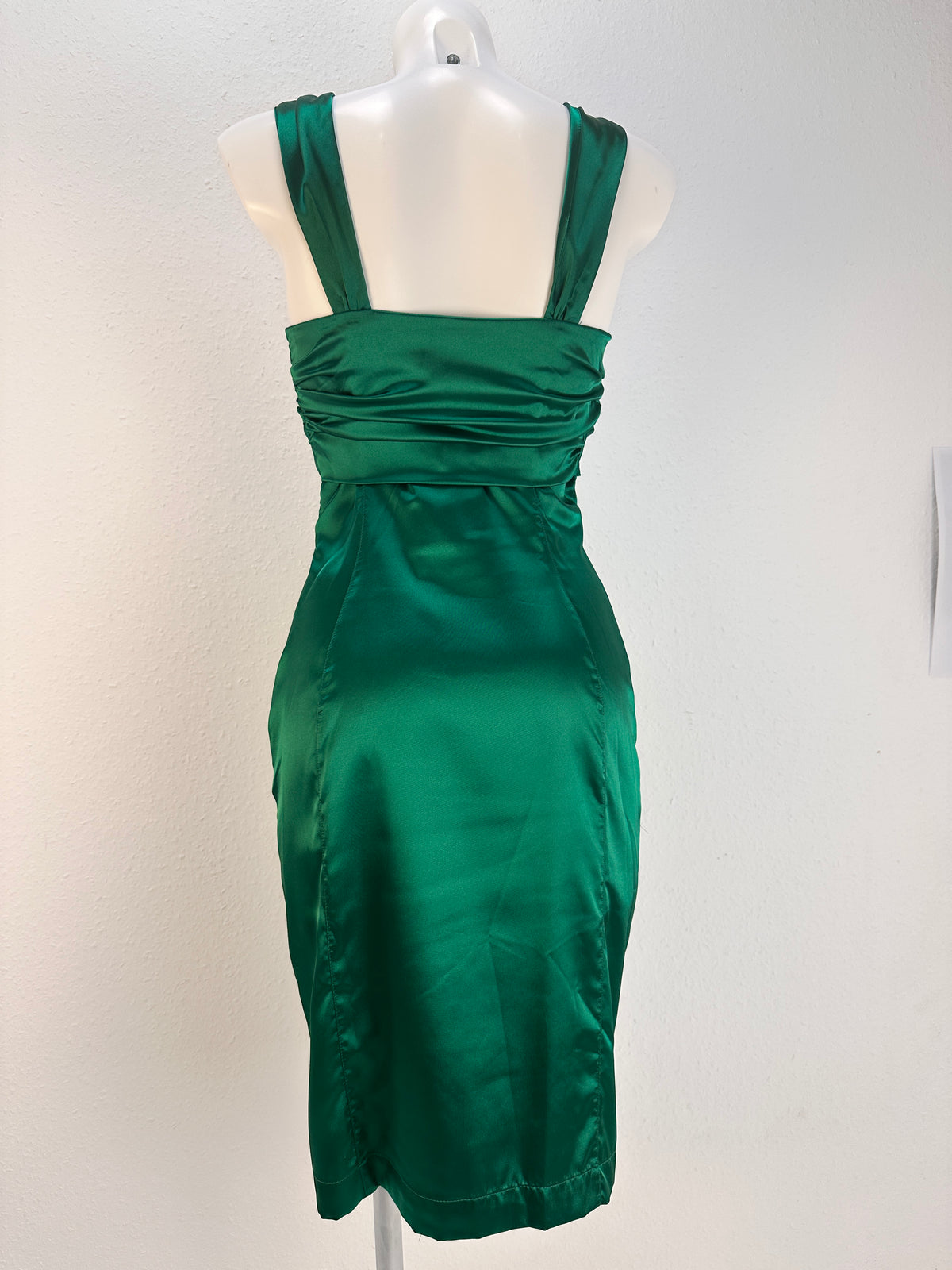 Sleeveless Bow-Detail Satin Dress - Emerald - IT 40