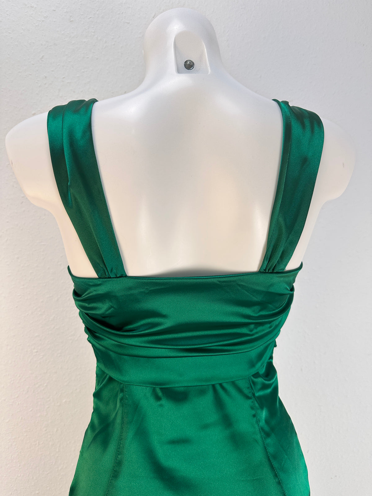 Sleeveless Bow-Detail Satin Dress - Emerald - IT 40