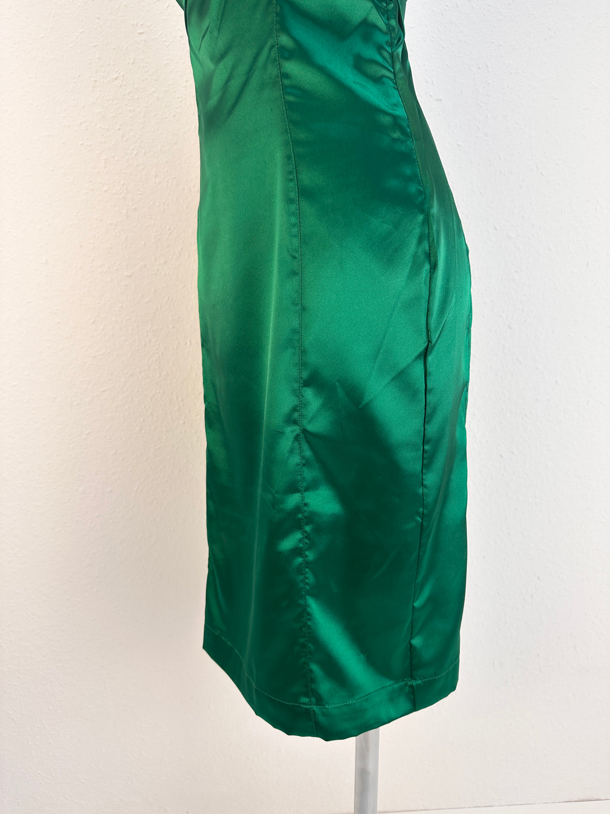 Sleeveless Bow-Detail Satin Dress - Emerald - IT 40