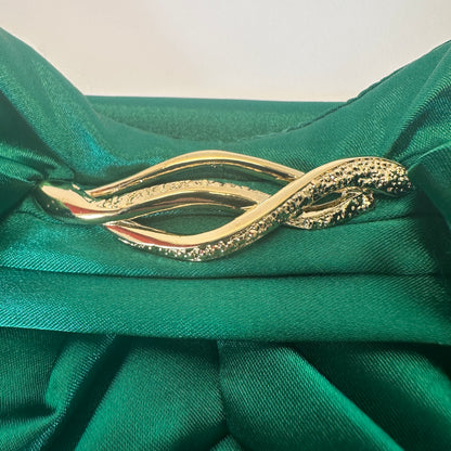 Sleeveless Bow-Detail Satin Dress - Emerald - IT 40