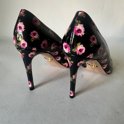 Rose Nero Pumps - Black Floral - EU 40
