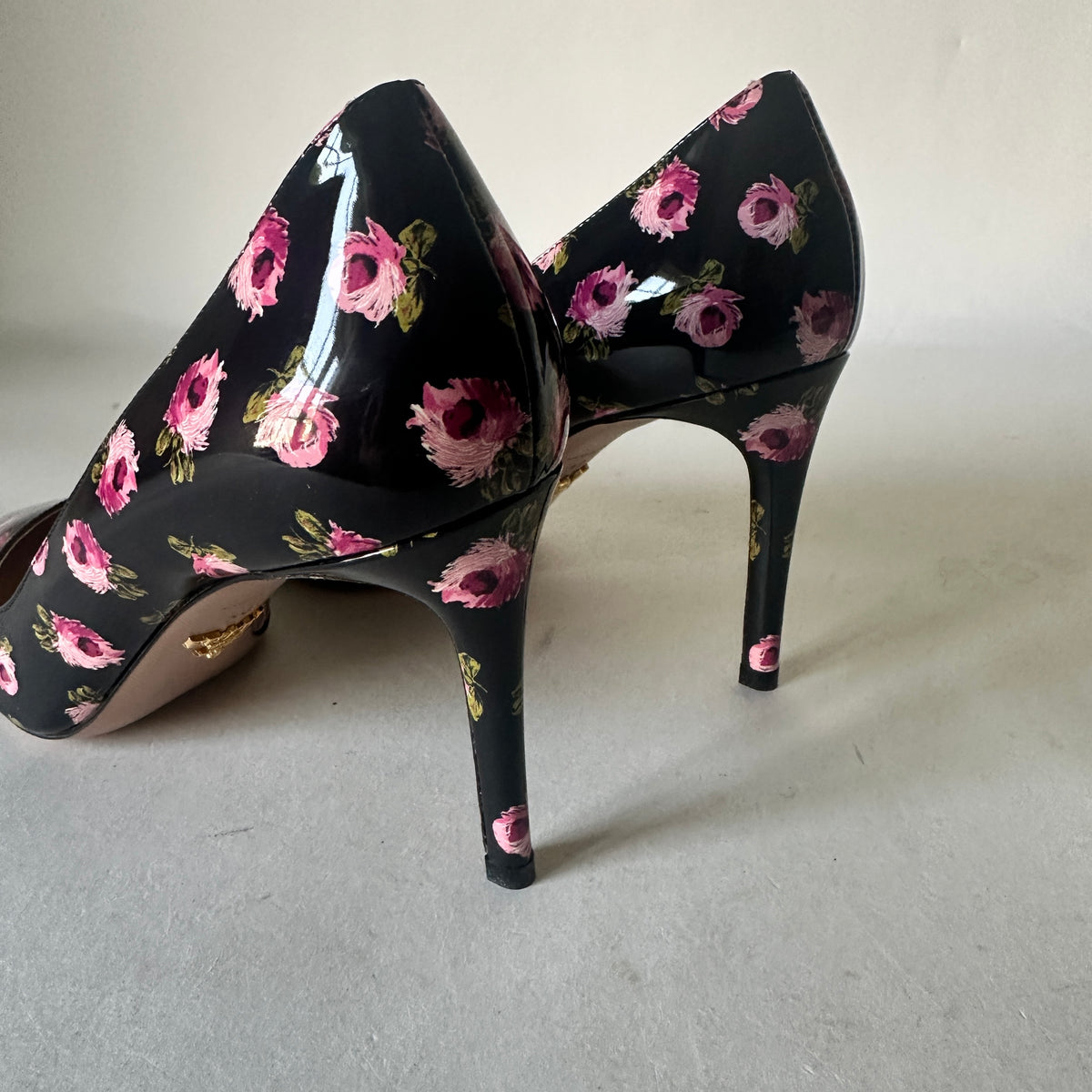Rose Nero Pumps - Black Floral - EU 40